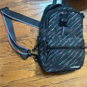 Tuner Cult Black Backpack with Colorful Stripes